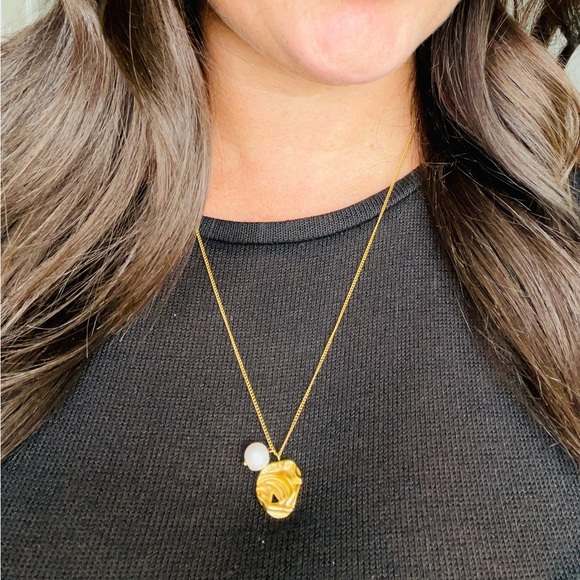 Gold plated necklace with pearl - Picture 5 of 7